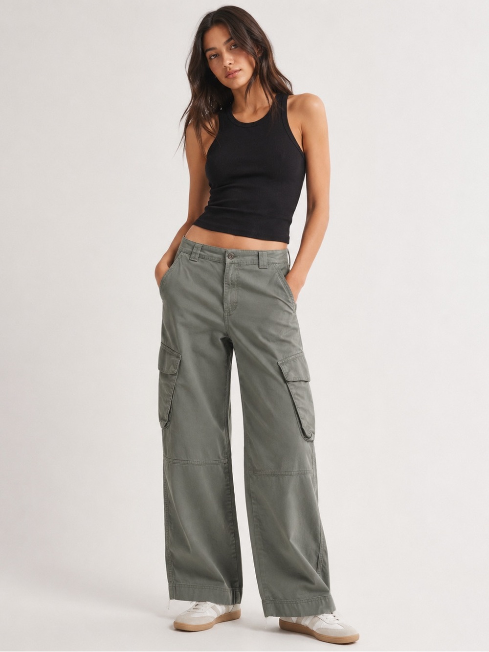 ✨🖤 Abercrombie & Fitch Wide Leg Cargo Pants Size 29 / 8R 🖤✨ - Picture 1 of 6